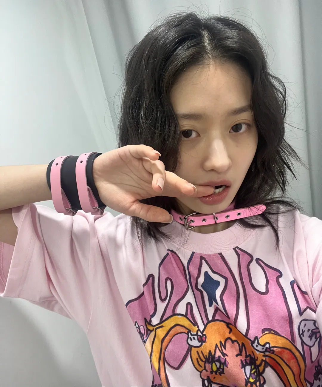 【niceghostclub】[ x soulpusssy cat ] ghostsoulgirl gyaru big big tee [pink/white]