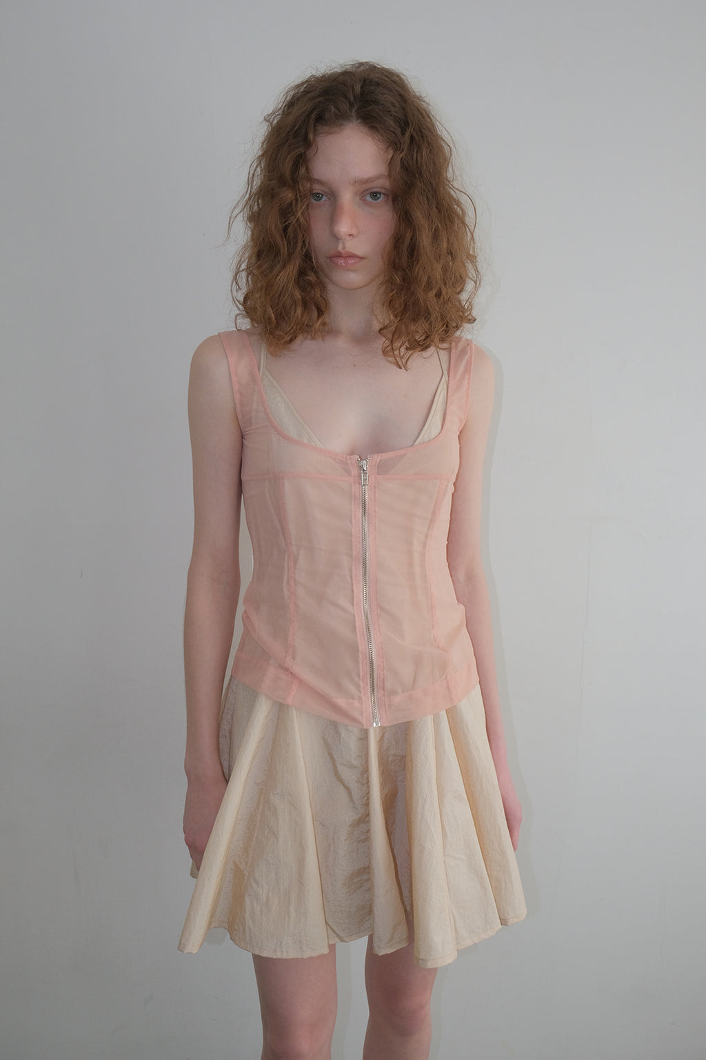 【overdue flair】MESH CORSET SLEEVELESS - 2 colors