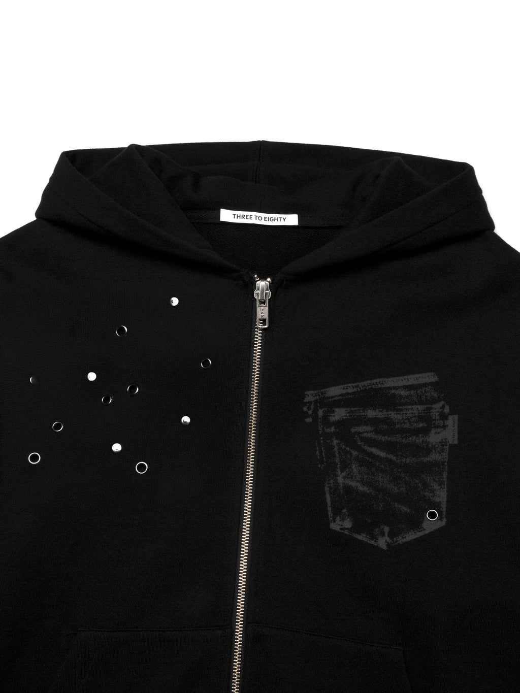 【3hreeto8ighty】EYELET POCKET HOODIE ZIP-UP - 2 colors