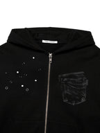 【3hreeto8ighty】EYELET POCKET HOODIE ZIP-UP - 2 colors