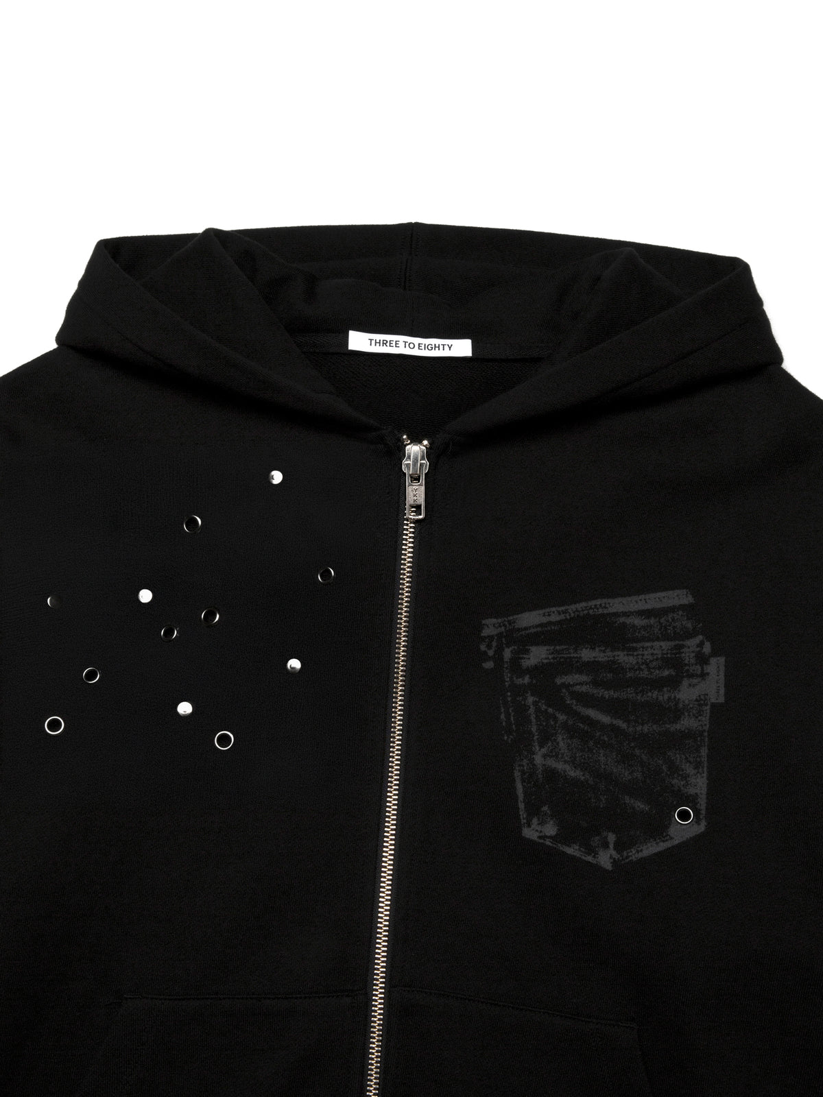 【3hreeto8ighty】EYELET POCKET HOODIE ZIP-UP - 2 colors