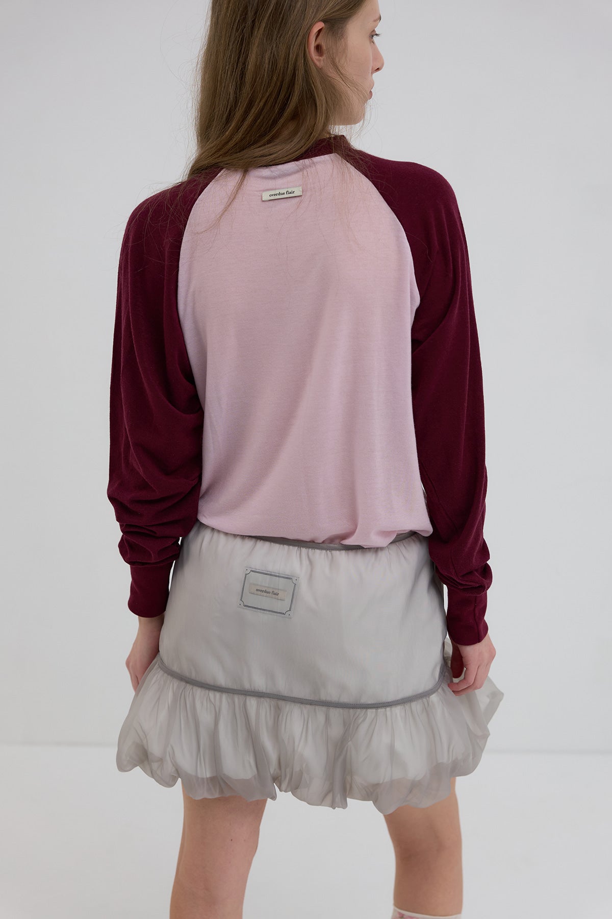 【overdue flair】ORGANZA LAYERED MINI SKIRT - GREY/WHITE