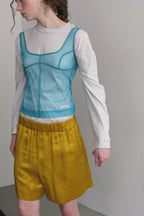 【overdue flair】MESH CORSET SLEEVELESS - 2 colors
