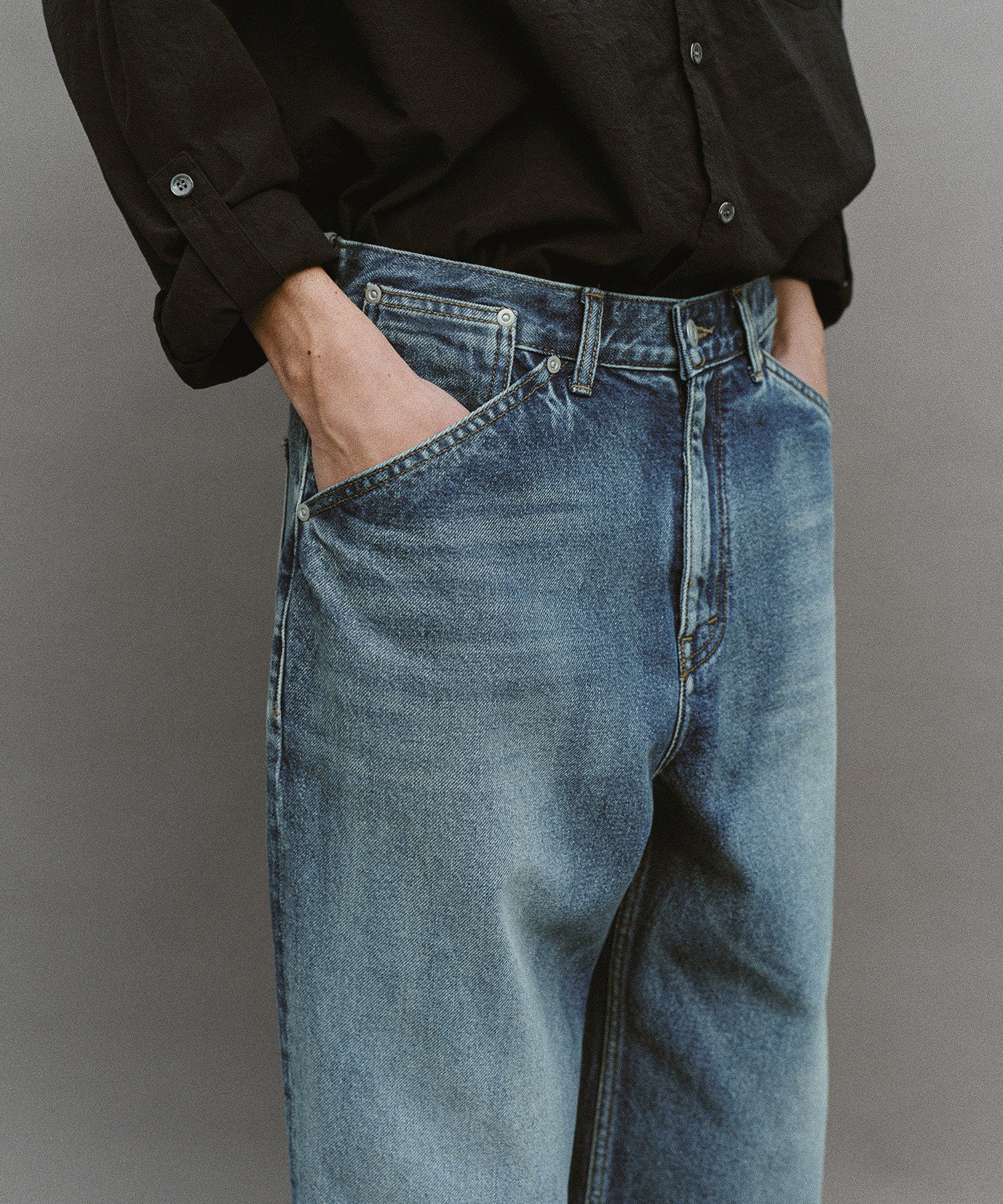 【another office】Atelier Wide Denim Pants - Faded Blue