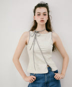 雙色開衩綁帶胸墊背心 - 2 colors