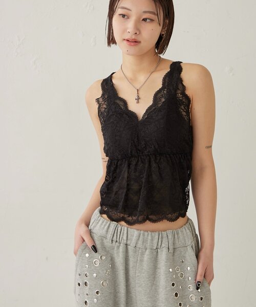 【WWG】寬肩帶蕾絲胸墊背心 - 2 colors