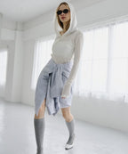 【HANNE】斜排扣連帽透明薄長袖 - 4 colors