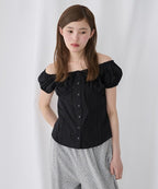 2WAY泡泡袖蝴蝶結短袖 - 4 colors