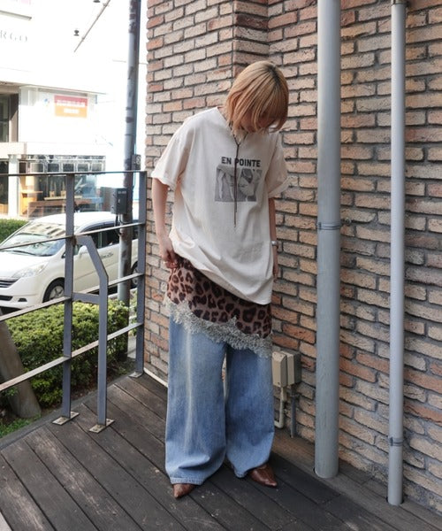 【TEEN BOOP】緞面蕾絲豹紋不規則洋裝