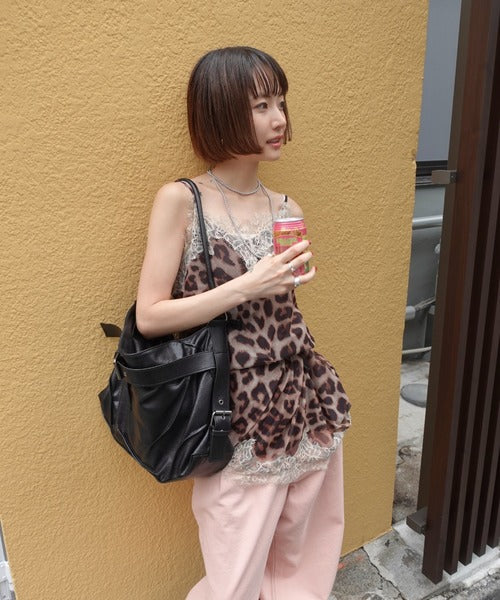 【TEEN BOOP】緞面蕾絲豹紋不規則洋裝