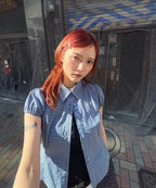 【JEANASIS x 25quee】格子澎澎短袖襯衫 - 3 colors