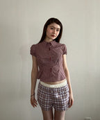 【JEANASIS x 25quee】格子澎澎短袖襯衫 - 3 colors