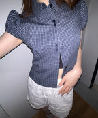 【JEANASIS x 25quee】格子澎澎短袖襯衫 - 3 colors