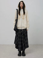 【Flare up】Ruffle Zip Hoodie  [Black / Gray / Dark gray / Cream]