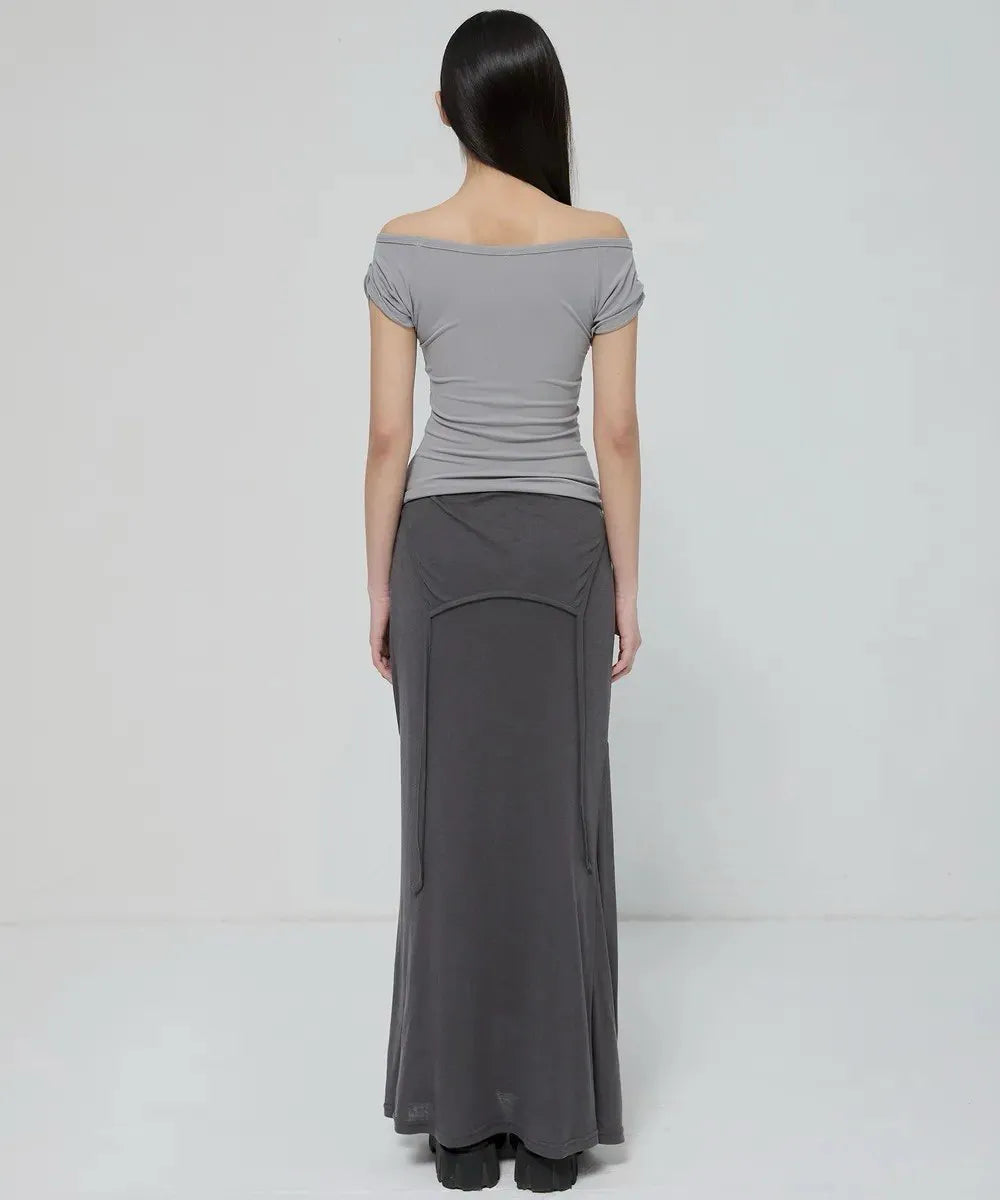 【Flare up】Draped Top [Black / White / Gray]