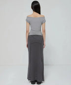 【Flare up】Draped Top [Black / White / Gray]