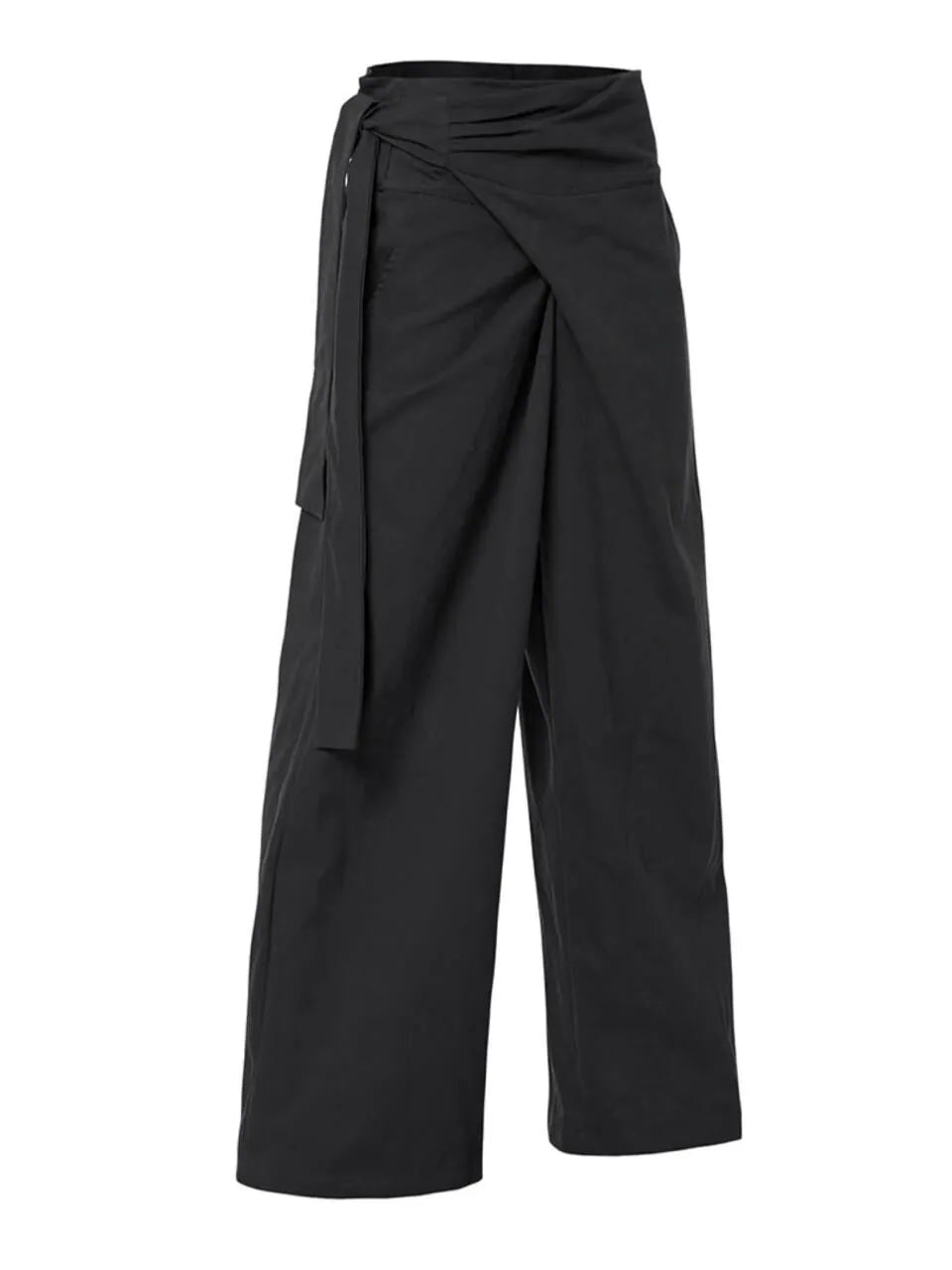 【Flare up】Layered Wrap Trousers [Black / Charcoal]