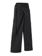 【Flare up】Layered Wrap Trousers [Black / Charcoal]
