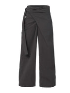 【Flare up】Layered Wrap Trousers [Black / Charcoal]