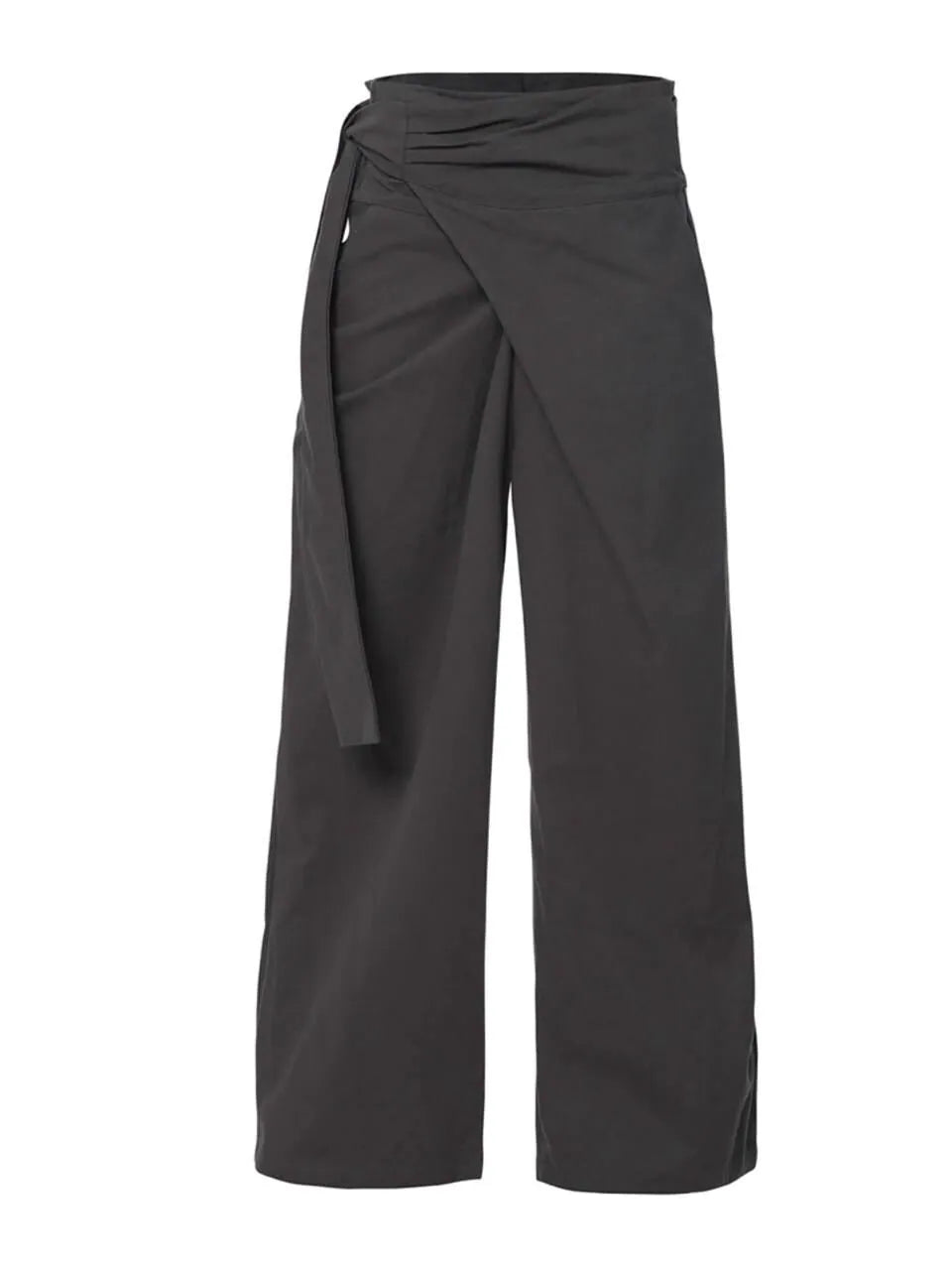 【Flare up】Layered Wrap Trousers [Black / Charcoal]