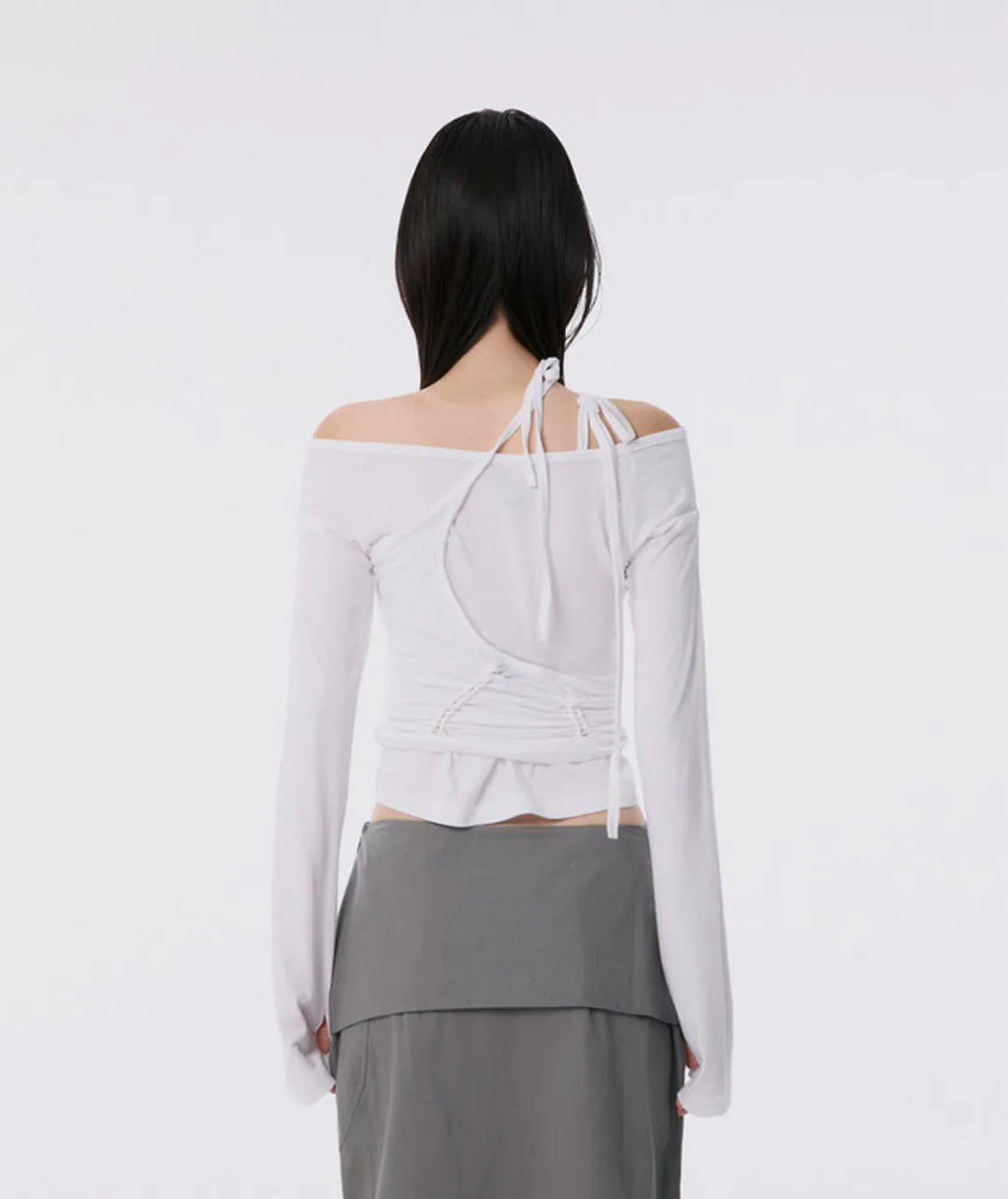 【Flare up】Handmade Twisted Layered Long Sleeve [Black / Charcoal / White]