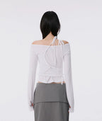 【Flare up】Handmade Twisted Layered Long Sleeve [Black / Charcoal / White]