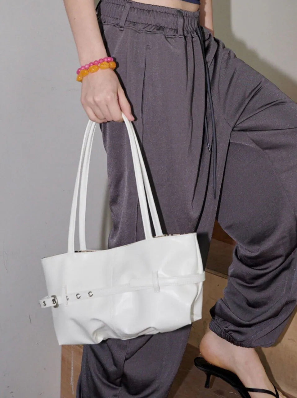 【OTIE】Tied boat bag [ MINT / BLACK / PINK / WHITE / SLIVER ]
