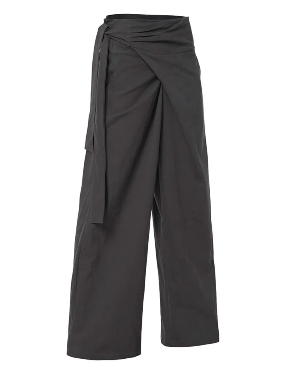 【Flare up】Layered Wrap Trousers [Black / Charcoal]