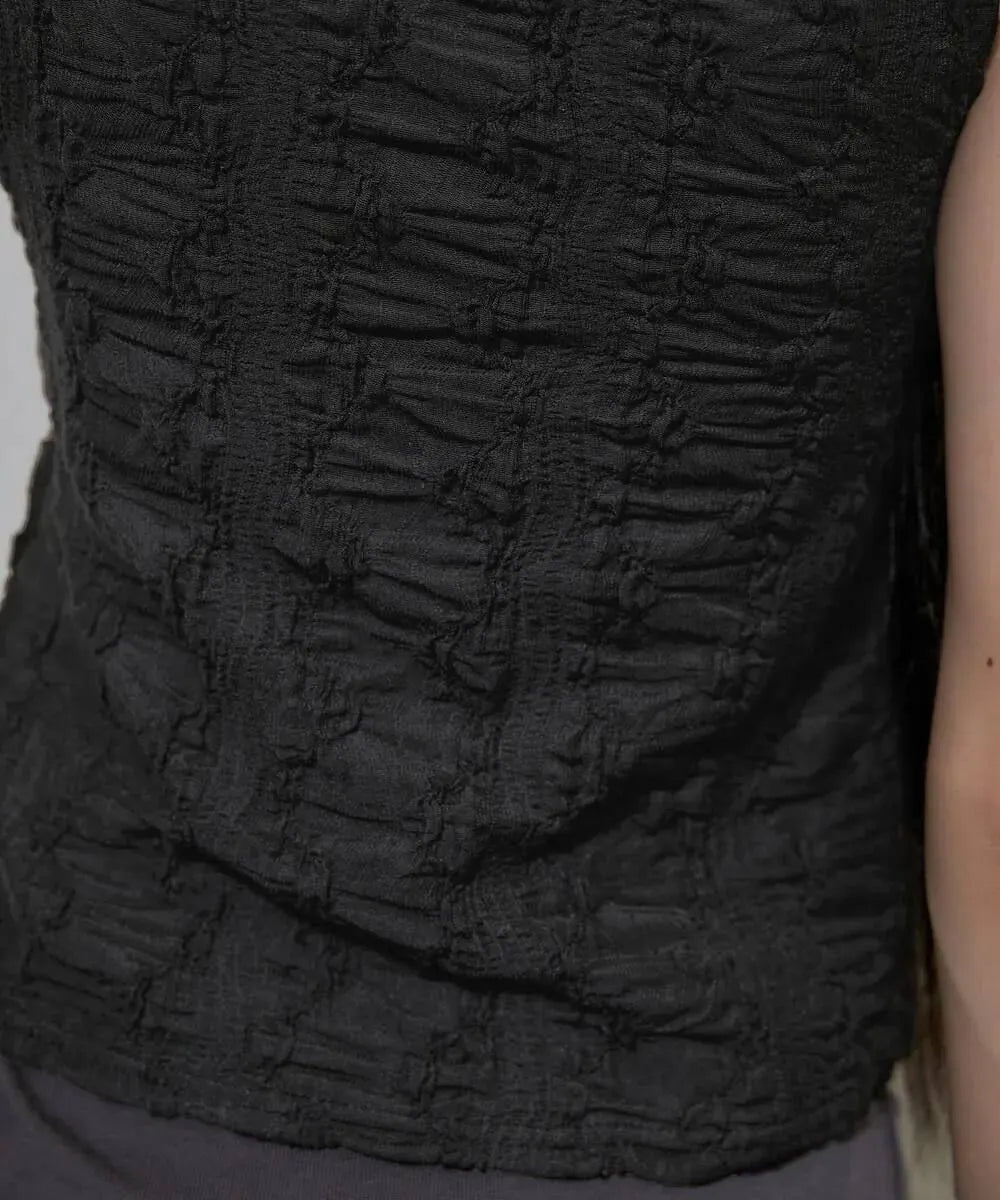 【Flare up】Crinkled Sleeveless [Black / White / Gray]