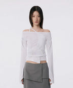 【Flare up】Handmade Twisted Layered Long Sleeve [Black / Charcoal / White]