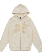 【Flare up】Ruffle Zip Hoodie  [Black / Gray / Dark gray / Cream]