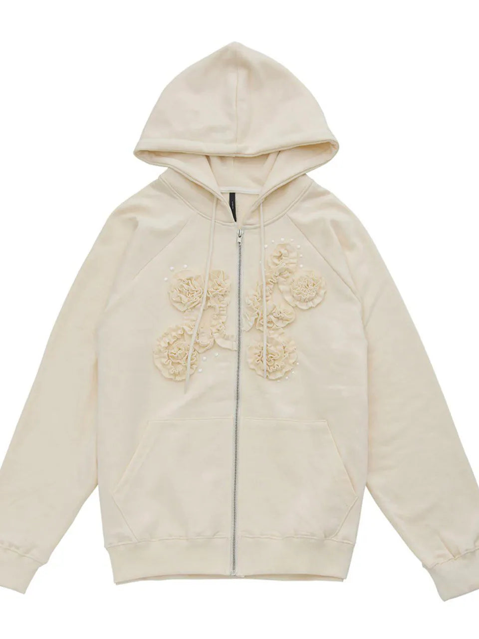 【Flare up】Ruffle Zip Hoodie  [Black / Gray / Dark gray / Cream]
