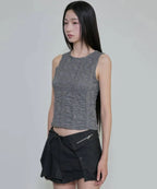 【Flare up】Crinkled Sleeveless [Black / White / Gray]