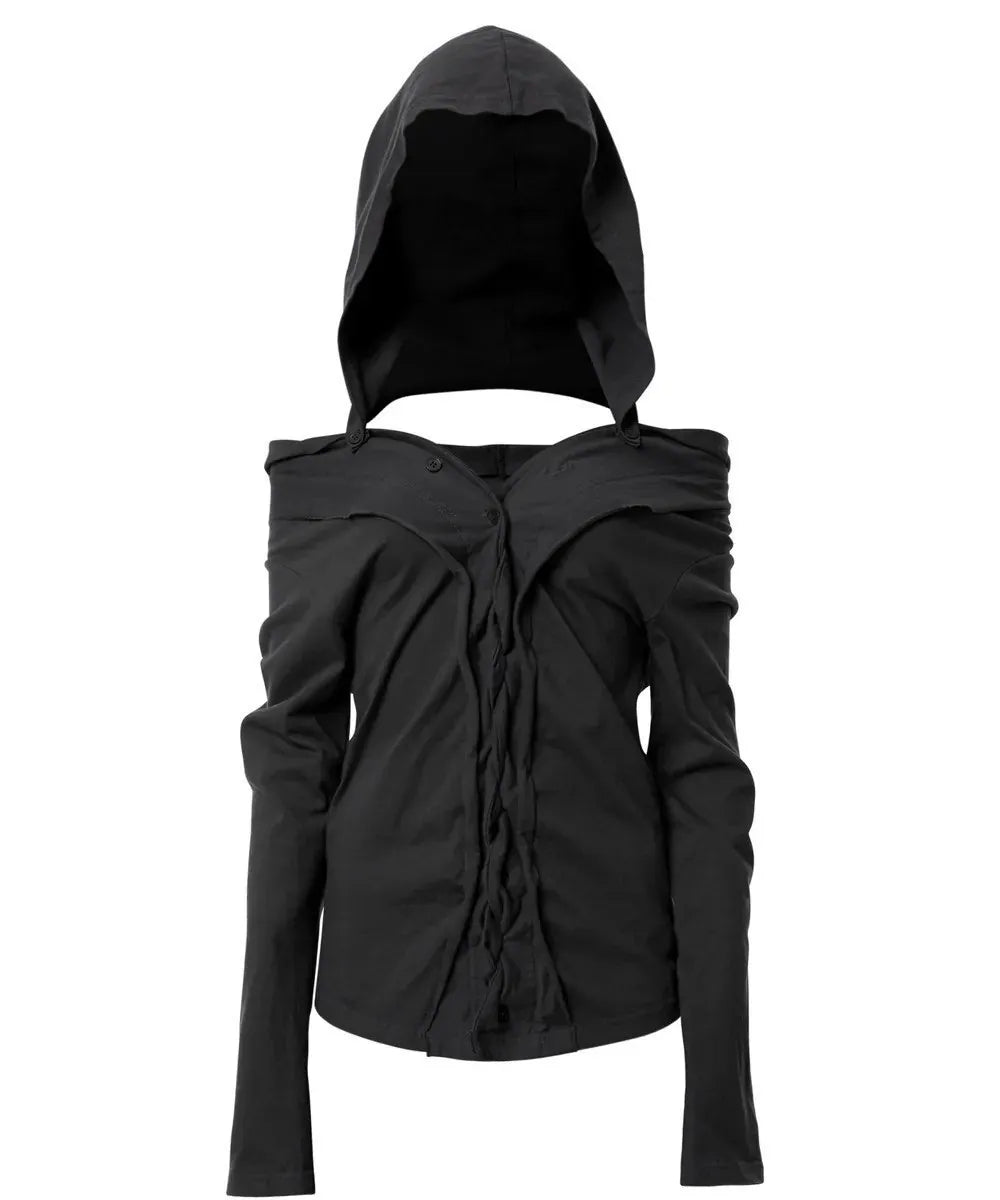 【Flare up】Braided Cardigan  [Black / Charcoal]