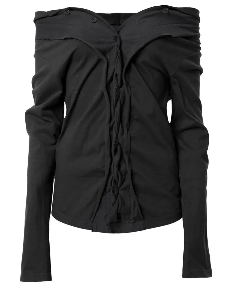 【Flare up】Braided Cardigan  [Black / Charcoal]