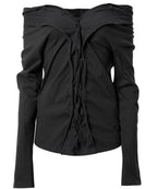 【Flare up】Braided Cardigan  [Black / Charcoal]