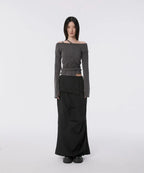 【Flare up】Handmade Twisted Layered Long Sleeve [Black / Charcoal / White]