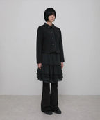 【Flare up】Layered Ruffle Skirt Pants [Black / Charcoal]