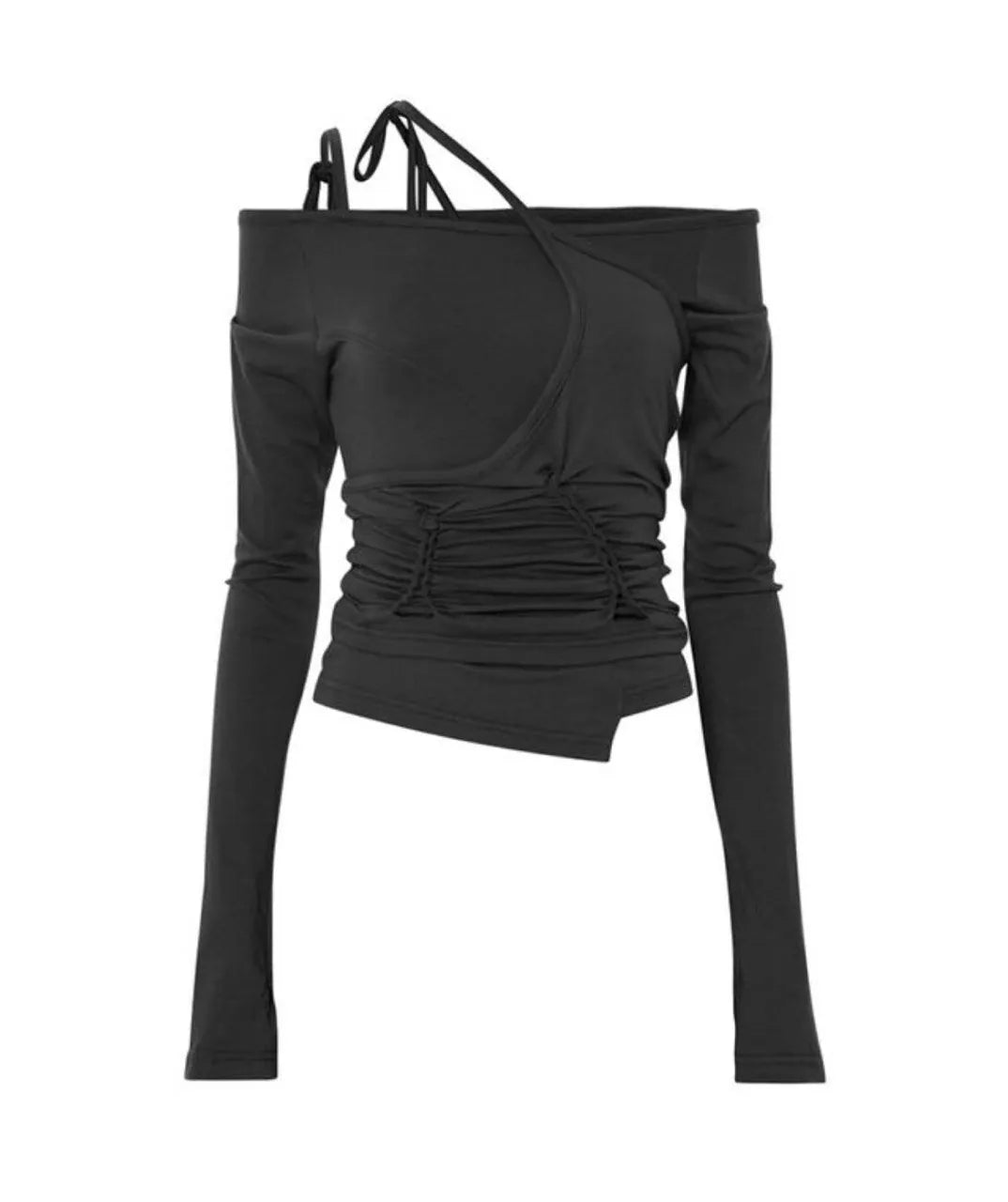【Flare up】Handmade Twisted Layered Long Sleeve [Black / Charcoal / White]