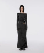【Flare up】Handmade Twisted Layered Long Sleeve [Black / Charcoal / White]