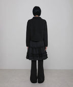 【Flare up】Layered Ruffle Skirt Pants [Black / Charcoal]