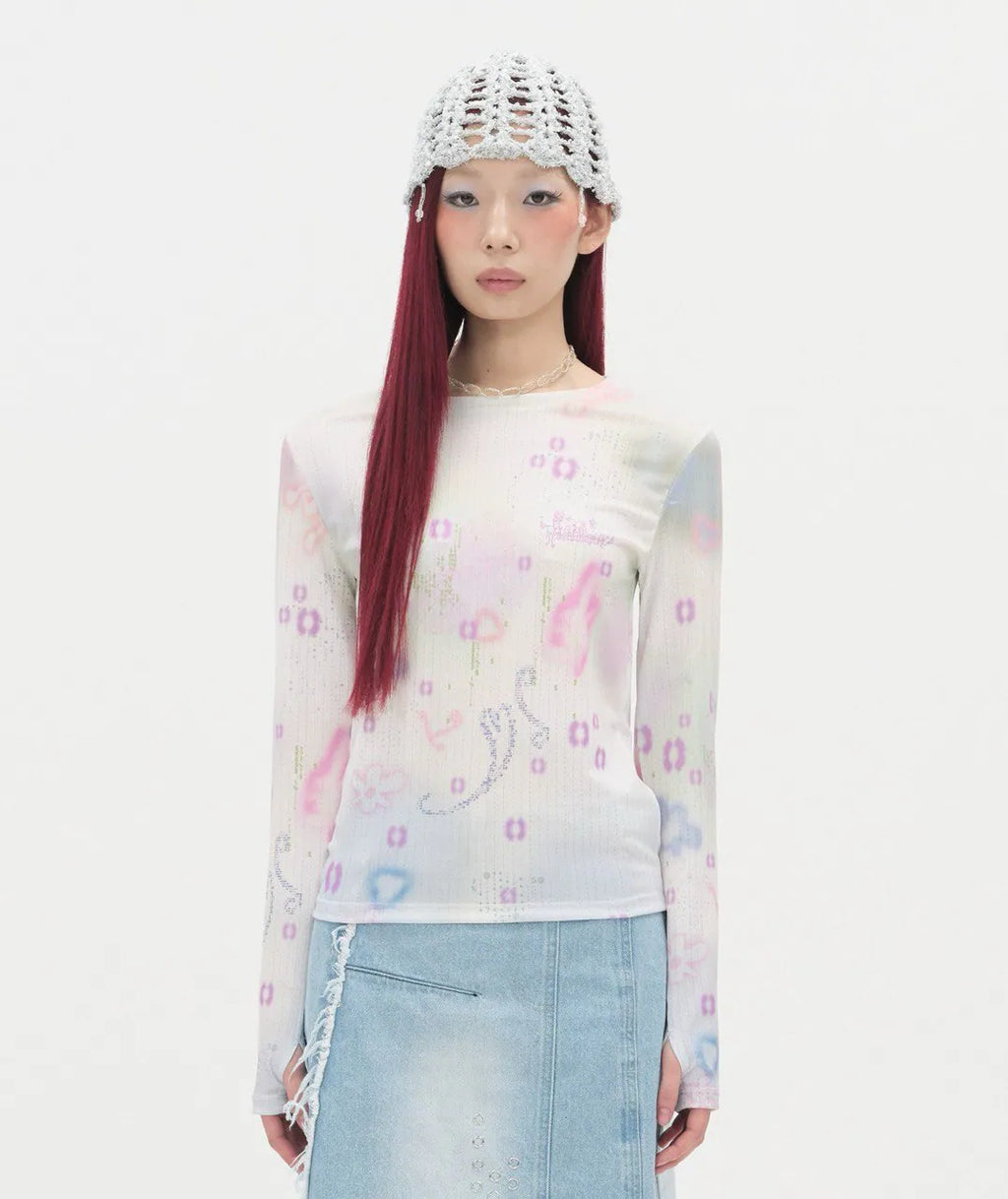 【typeservice】Soft Trace Top [Pink / Blue]