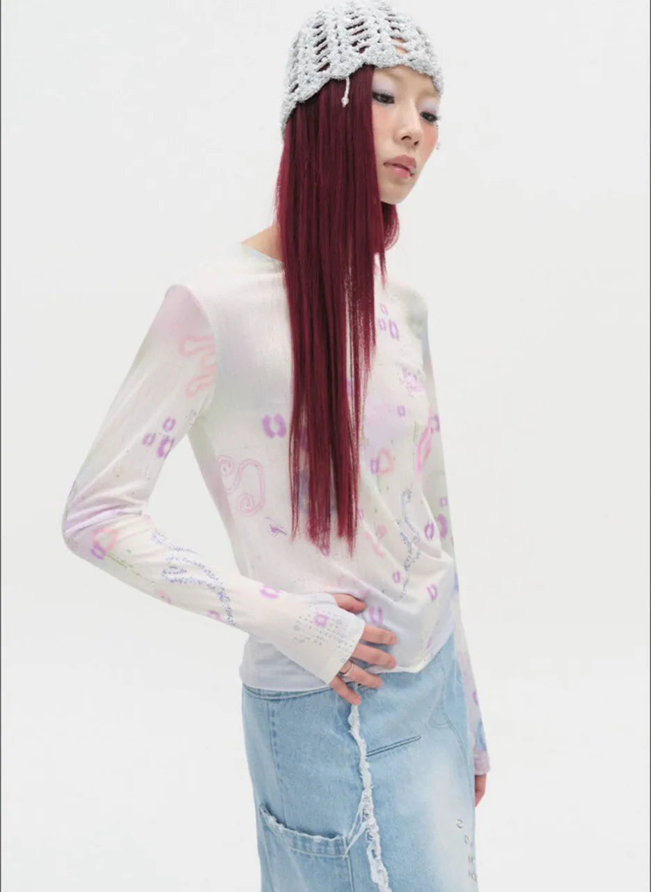 【typeservice】Soft Trace Top [Pink / Blue]