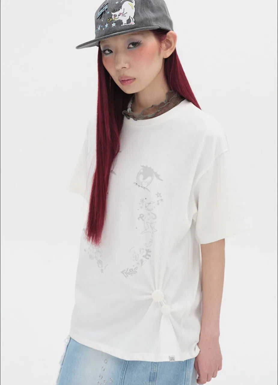 【typeservice】Cry Eyes Half Sleeve Top