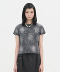 【typeservice】Spray Print Raglan Top [Charcoal]