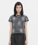 【typeservice】Spray Print Raglan Top [Charcoal]