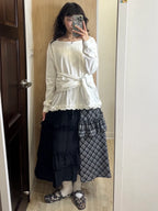 【typeservice】Check Panel Ruffle Skirt [Black]