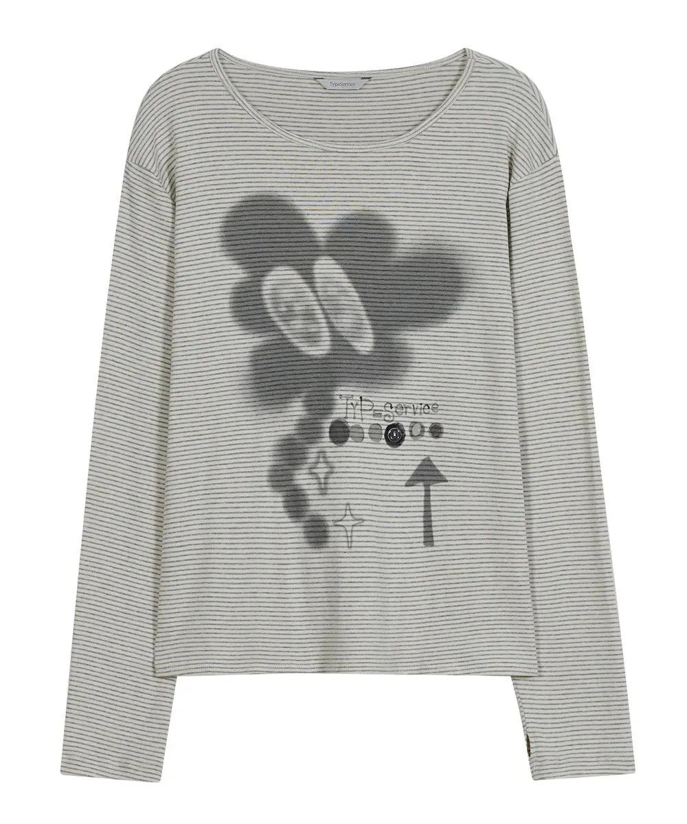 【typeservice】Buttoned Airbrush Top [Charcoal / White]