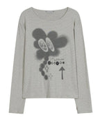 【typeservice】Buttoned Airbrush Top [Charcoal / White]