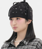 【typeservice】Hotfix Drawstring Beanie [Black / Charcoal]